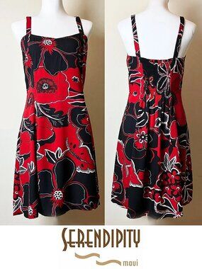 Serendipity Maui | Red & Black Mini Sundress w/Abstract Print | Size S | EUC
